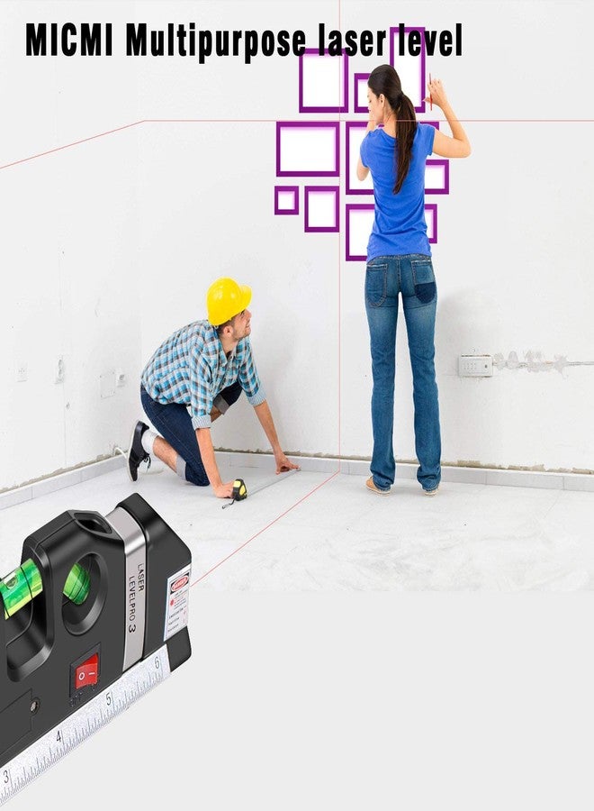 micmi Laser Level, Multipurpose Laser Tape Measure Line 8ft+ Tape Measure Ruler Adjusted Standard and Metric Rulers Update Batteries MICMI - Image 4